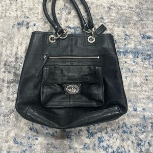 COACH "Hampton" F15694 Black Pebbled Leather,  Shoulder Bag, Purse